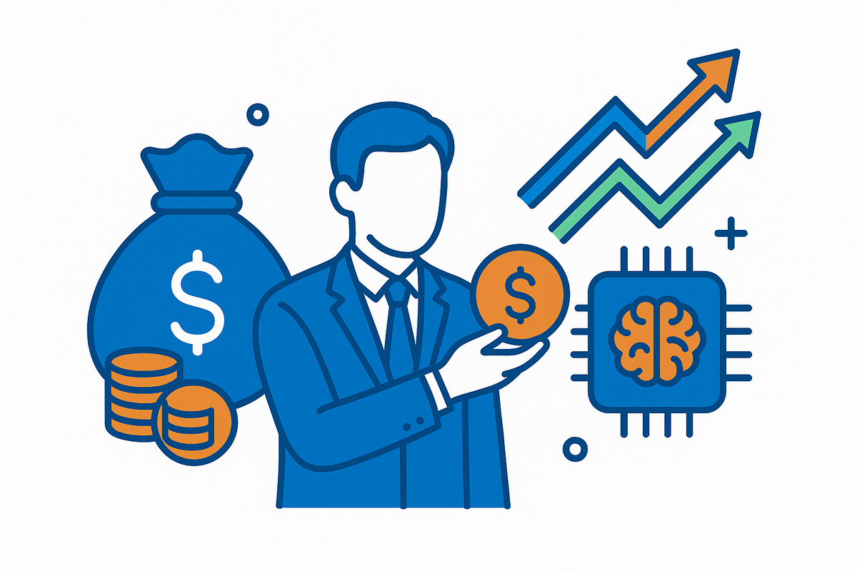 Investor tracking market trends on a digital dashboard